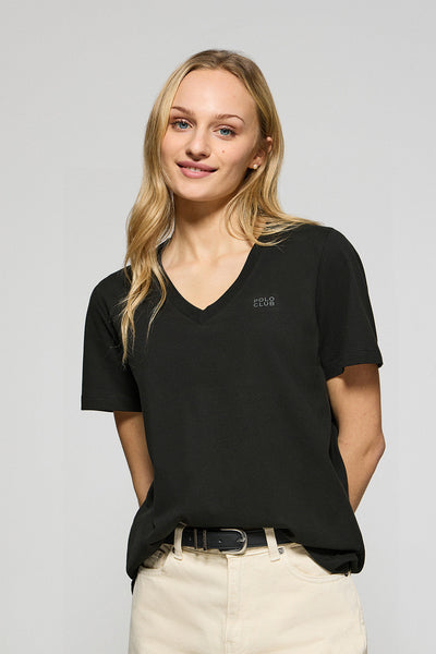 polo club Zwart T-shirt ‘Turia’ met peach effect en Polo Club-print polo club Zwart T-shirt ‘Turia’ met peach effect en Polo Club-print