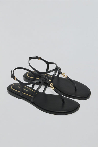 polo club Zwarte Bianca sandalen met bandjes en metalen detail