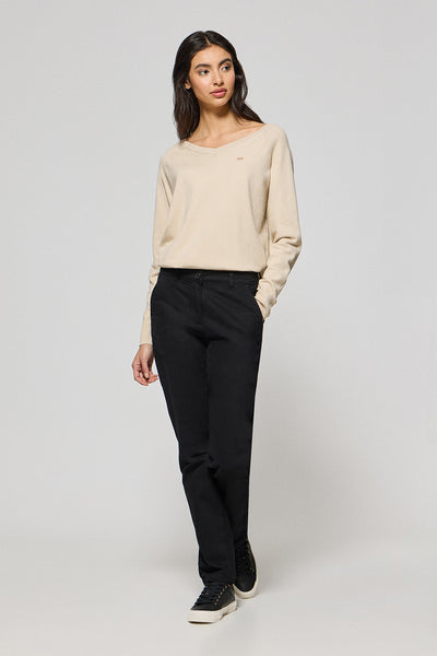 polo club Zwarte chino ‘May’ met geborduurd minimaal Polo Club-detail op de broekzak