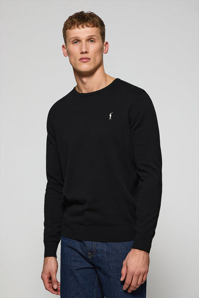 polo club Zwarte gebreide trui met ronde hals en geborduurd Rigby Go-logo