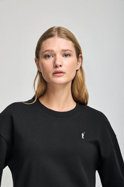 polo club Zwarte hoodie met ronde hals en geborduurd Rigby Go-logo