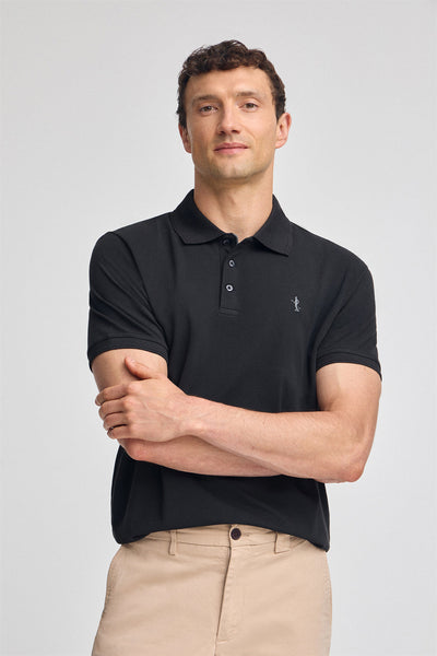 polo club Zwarte polo in piqué-katoen met korte mouwen en geborduurd Rigby Best