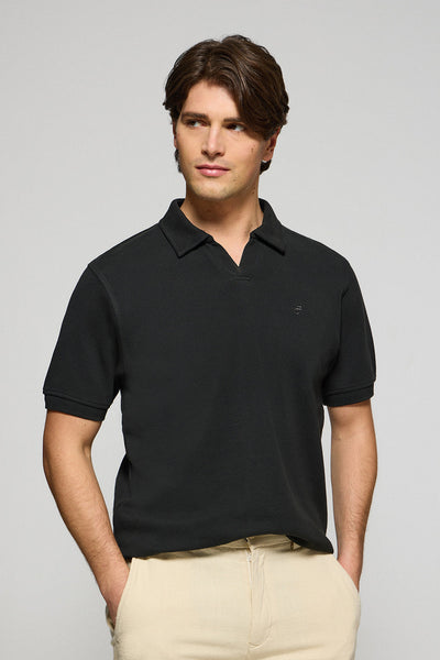 polo club Zwarte polo Pascal zonder knopen met geborduurd monogram