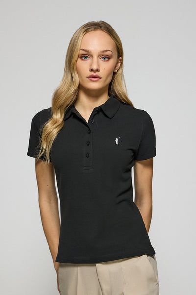 polo club Zwarte polo "Pereira" met vijf knopen en geborduurd Rigby Go-logo