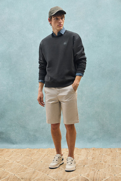 polo club Zwarte sweater met ronde hals en Polo Club-detail relaxed fit