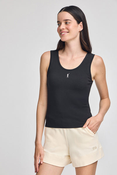 polo club Zwarte top met bandjes en geborduurd Rigby Go-logo polo club Zwarte top met bandjes en geborduurd Rigby Go-logo