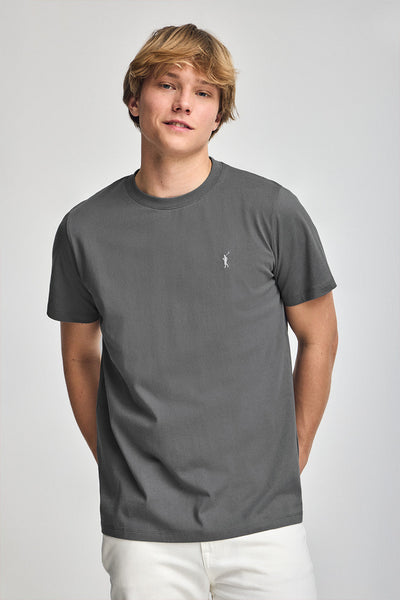 polo club Zwartgrijs T-shirt met ronde hals en geborduurd Rigby Go-logo