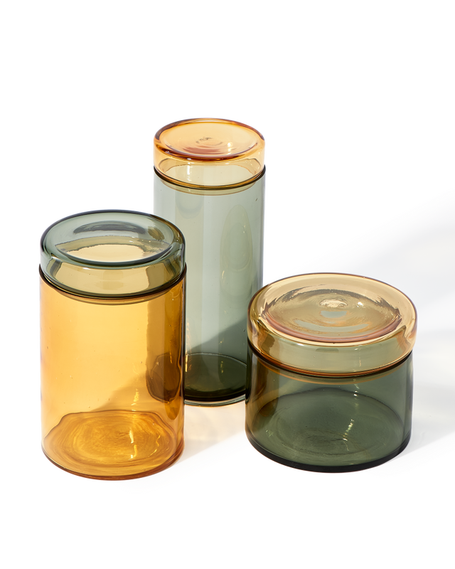 pols potten Caps and Jars Opbergpotten set 3 Cognac