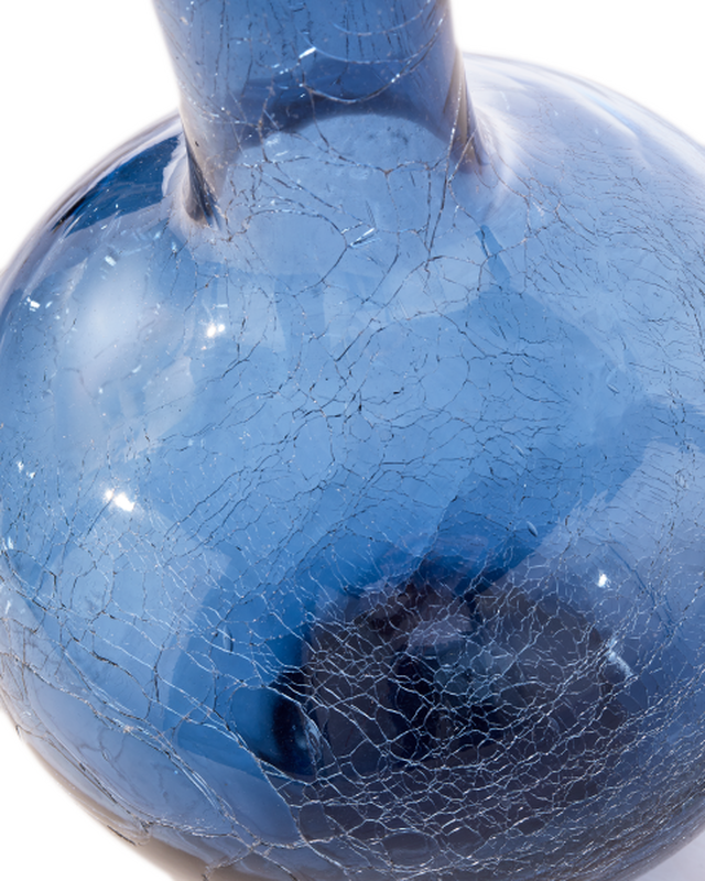 Pols Potten Gecraqueleerde Glazen Bolvaas L Dark Blue