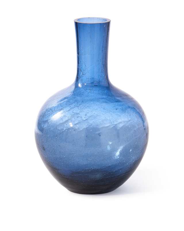 pols potten Gecraqueleerde glazen bolvaas L Dark Blue