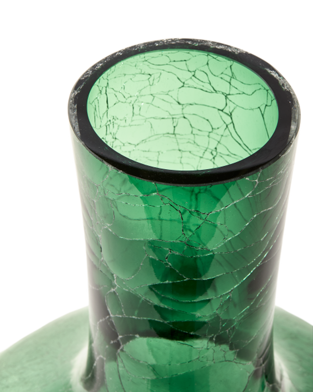 Pols Potten Gecraqueleerde Glazen Bolvaas L Dark Green