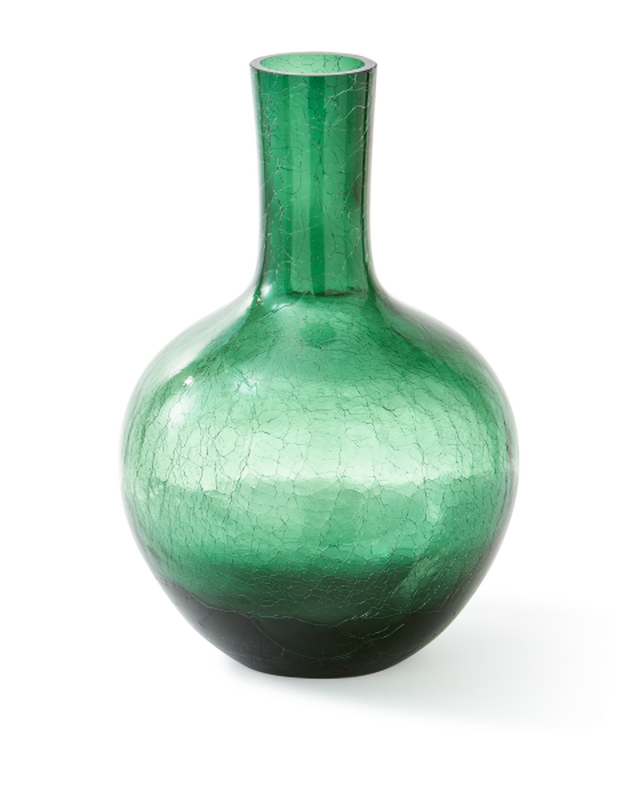 Pols Potten Gecraqueleerde Glazen Bolvaas L Dark Green