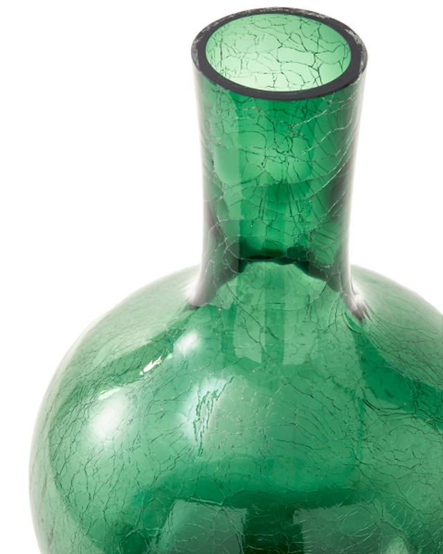 Pols Potten Gecraqueleerde Glazen Bolvaas L Dark Green