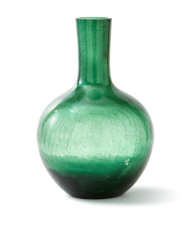 pols potten Gecraqueleerde glazen bolvaas L Dark green