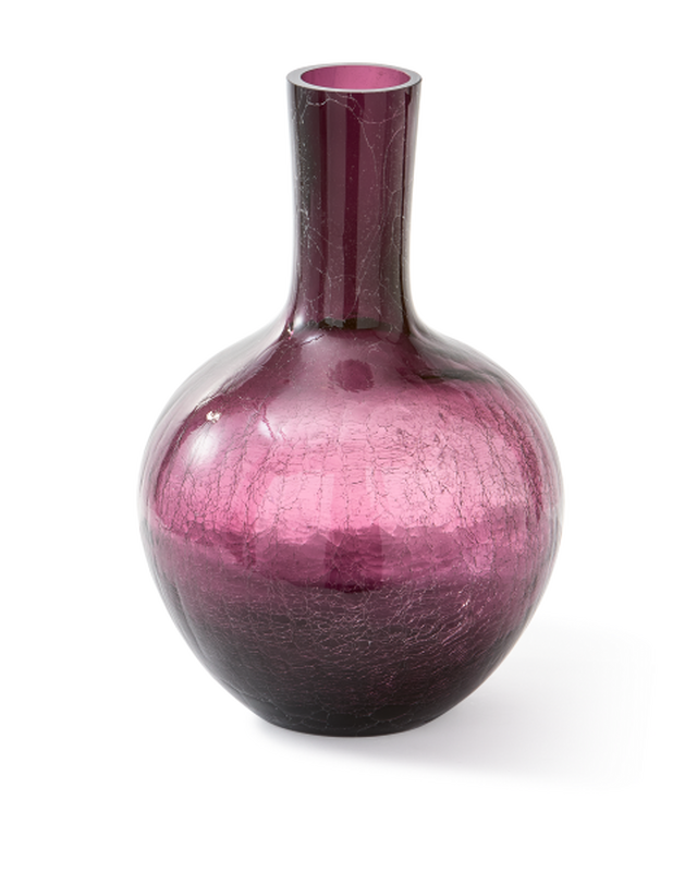 pols potten Gecraqueleerde glazen bolvaas L Dark purple