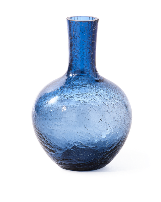 Pols Potten Gecraqueleerde Glazen Bolvaas S Dark Blue