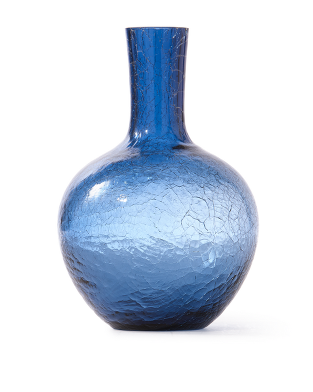 pols potten Gecraqueleerde glazen bolvaas S Dark blue