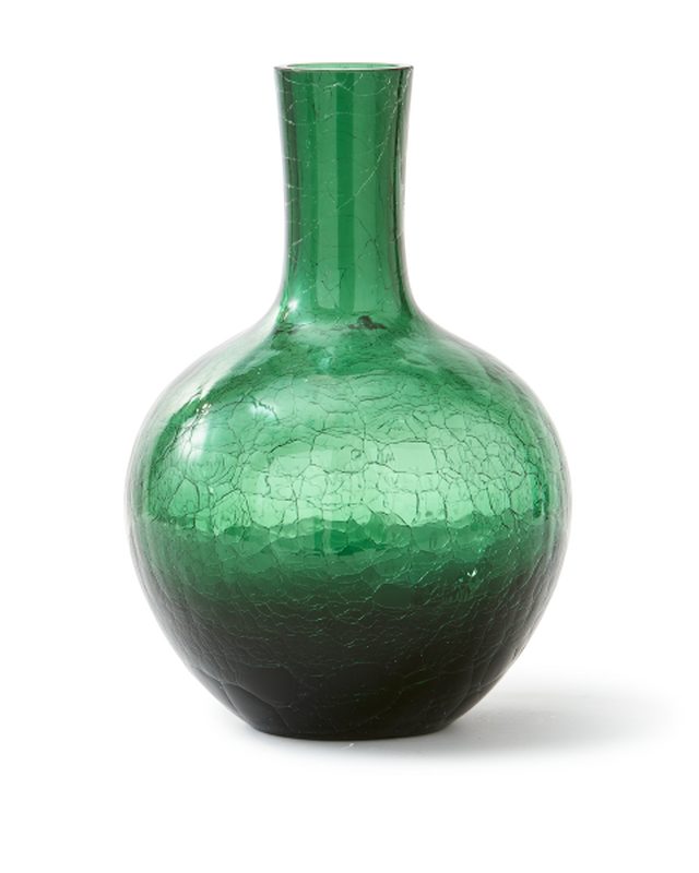 pols potten Gecraqueleerde glazen bolvaas S Dark green