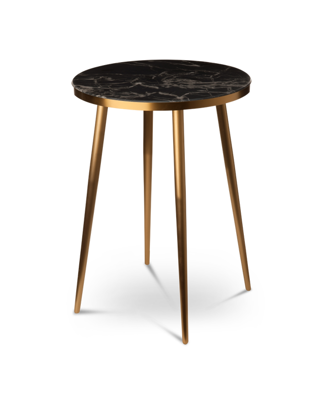 pols potten Marble Look & Gouden Feet Bijzettafel Black