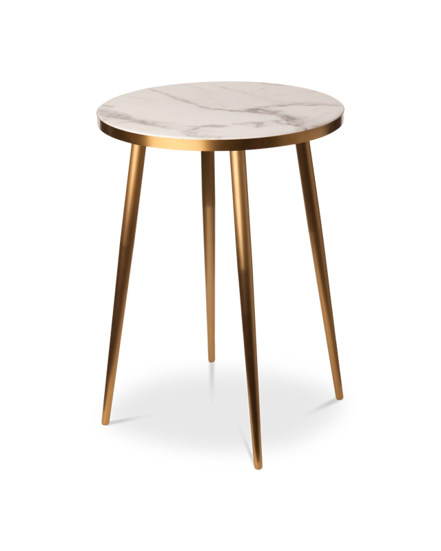 pols potten Marble Look & Gouden Feet Bijzettafel White