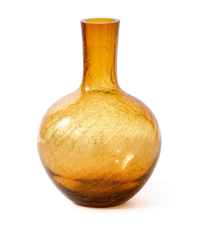 pols potten Gecraqueleerde glazen bolvaas L Yellow