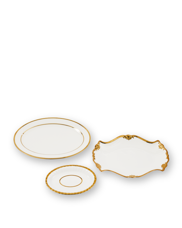 pols potten Golden Finds Serveer Schalen White