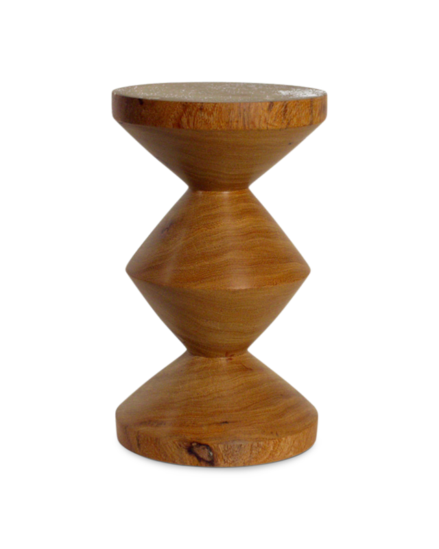 pols potten Houten Zig Zag Kruk Cognac