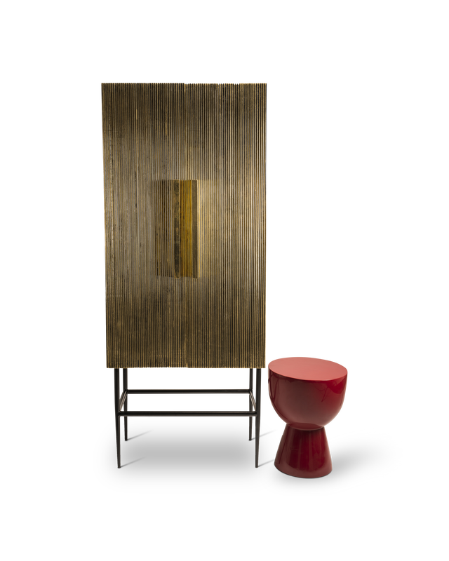 Pols Potten Kast Ribbel Lang Gold