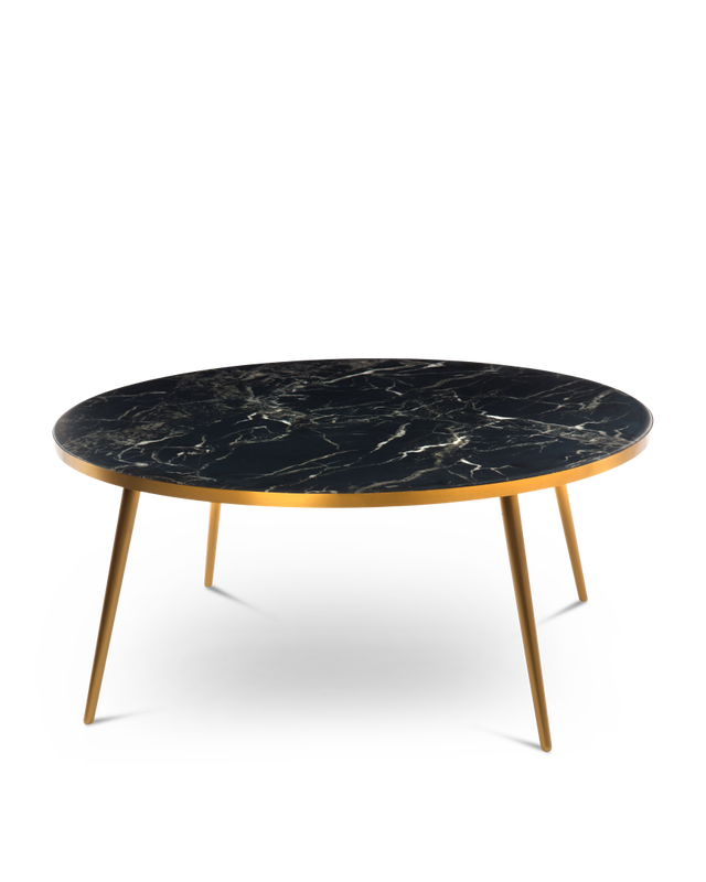 pols potten Marble Look & Gold Feet Salontafel Black