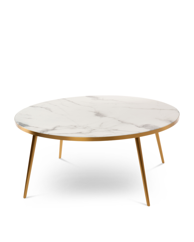 pols potten Marble Look & Gold Feet Salontafel White