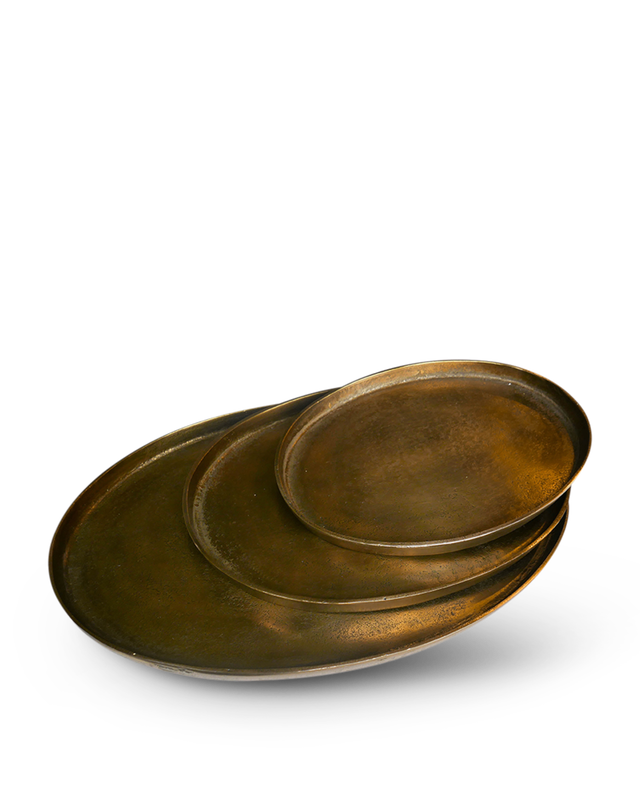 pols potten Oval Antique Brass Dienbladen Gold