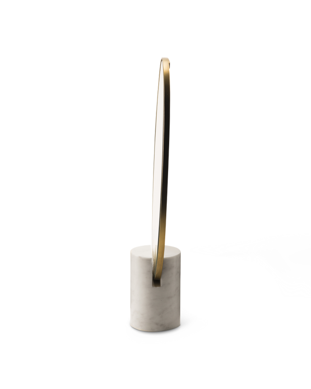 Pols Potten Ronde Spiegel Met Marmeren Voet White