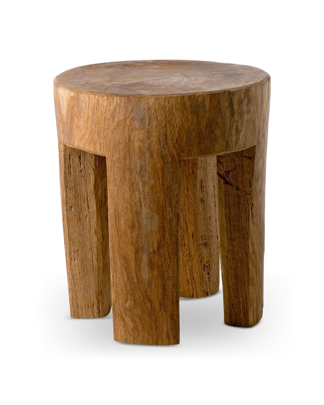 pols potten Round Four Square Legs Kruk Cognac