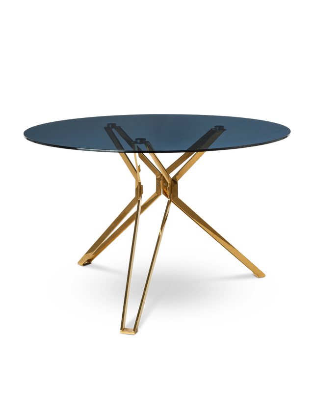 pols potten Round Gold and Glass Eettafel Gold