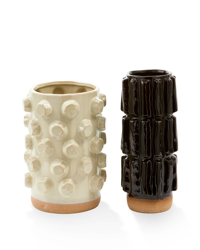 Pols Potten Structuur Vaas - L Dark Brown