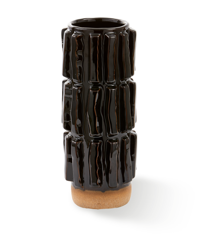 pols potten Structuur Vaas - L Dark brown