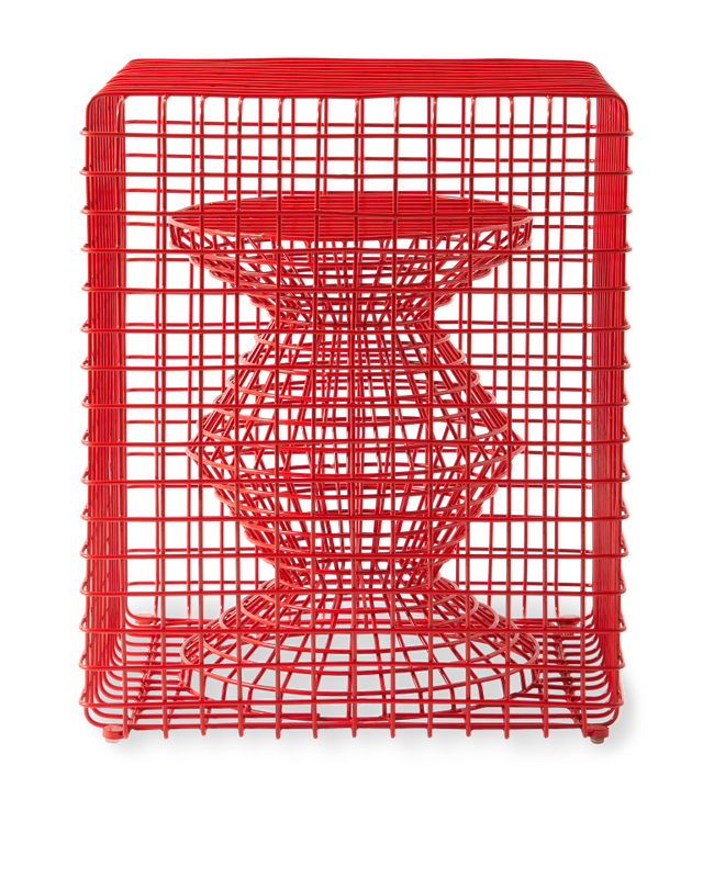 Pols Potten Wire Zig Zag Kruk Coral Red