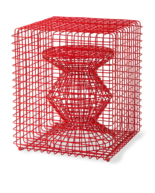 pols potten Wire Zig Zag Kruk Coral red