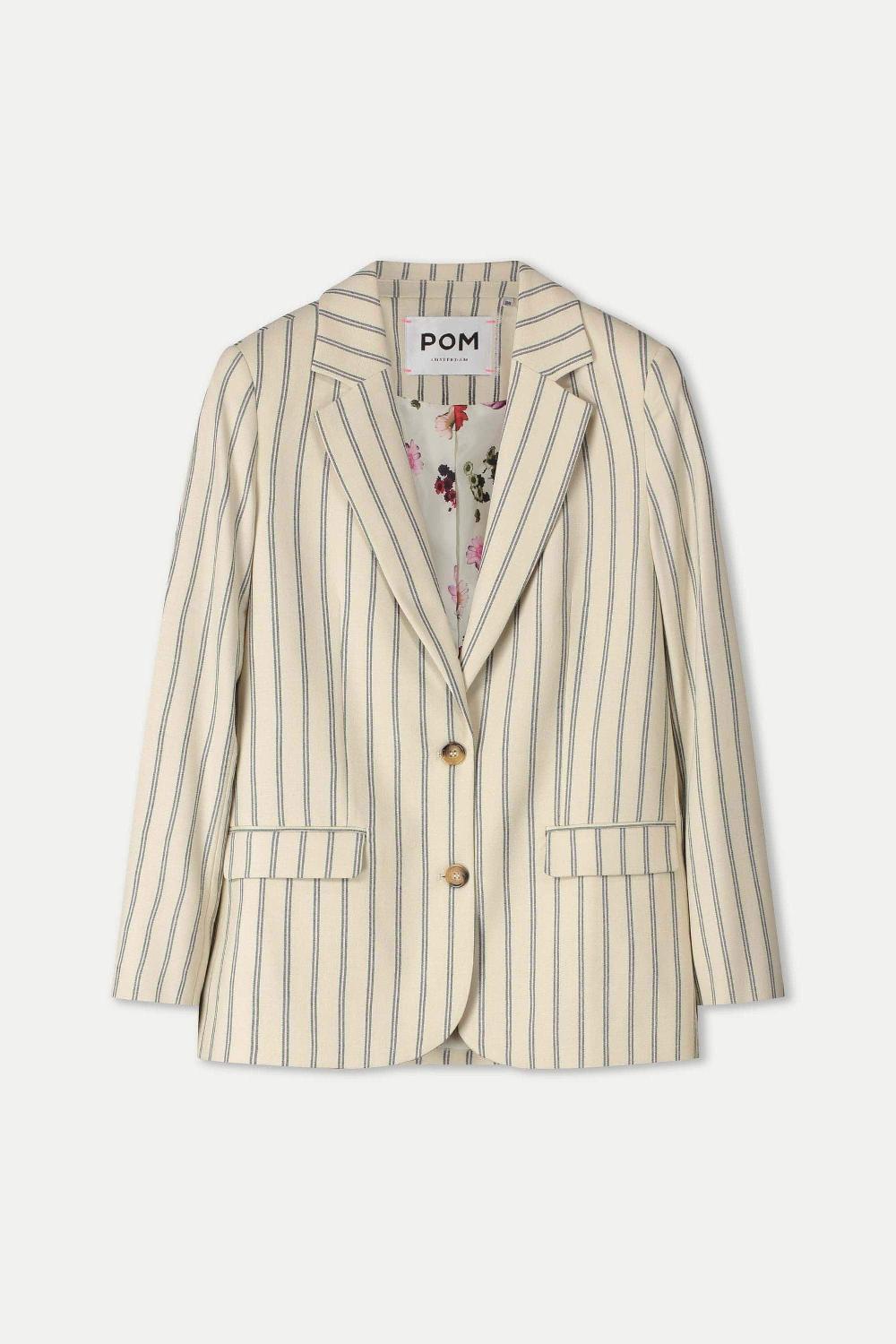 pom amsterdam BLAZER Striped Cream
