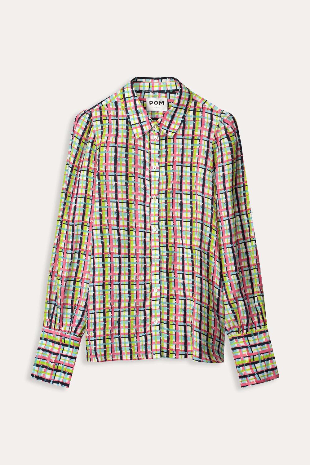 pom amsterdam BLOUSE Brushwork Check Linen
