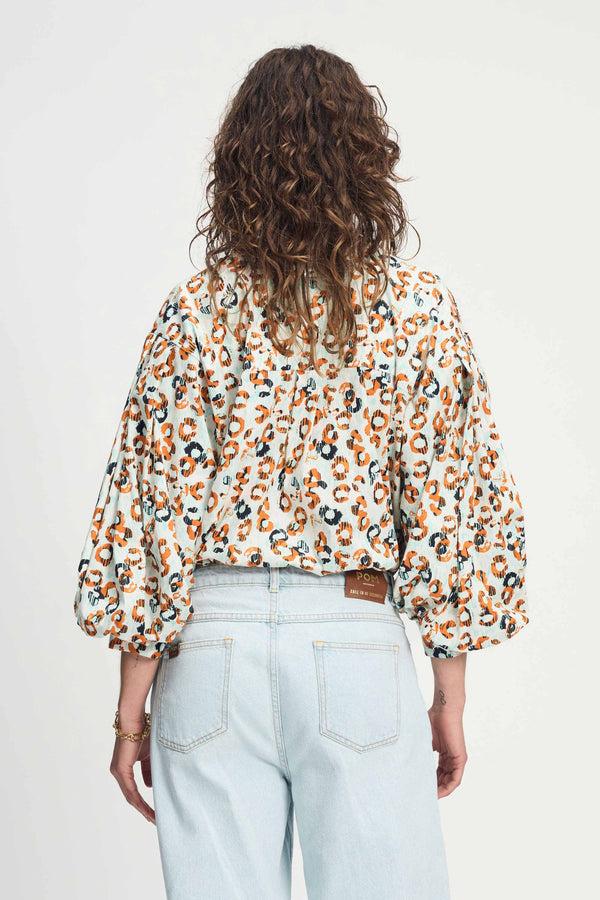 Pom Amsterdam BLOUSE Poplin Leopard Lush