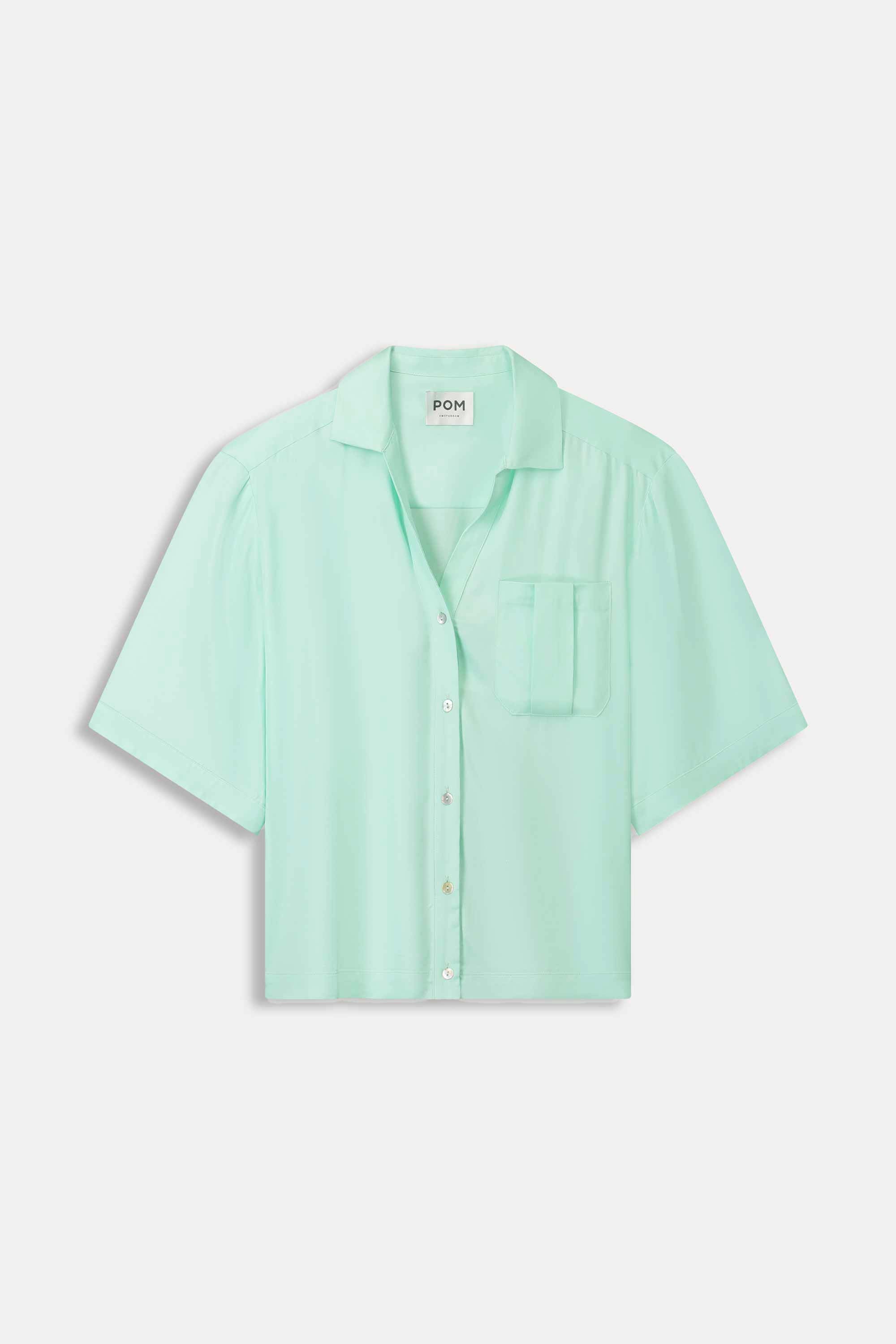 pom amsterdam BLOUSE Satin Fresh Mint