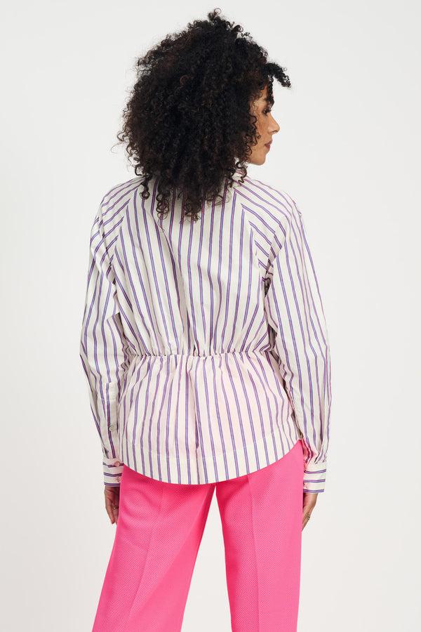 Pom Amsterdam BLOUSE Striped Poplin Cream