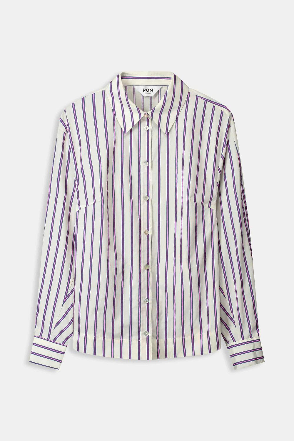 pom amsterdam BLOUSE Striped Poplin Cream