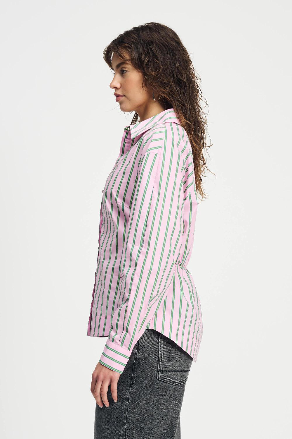 Pom Amsterdam BLOUSE Striped Poplin Rose Pink