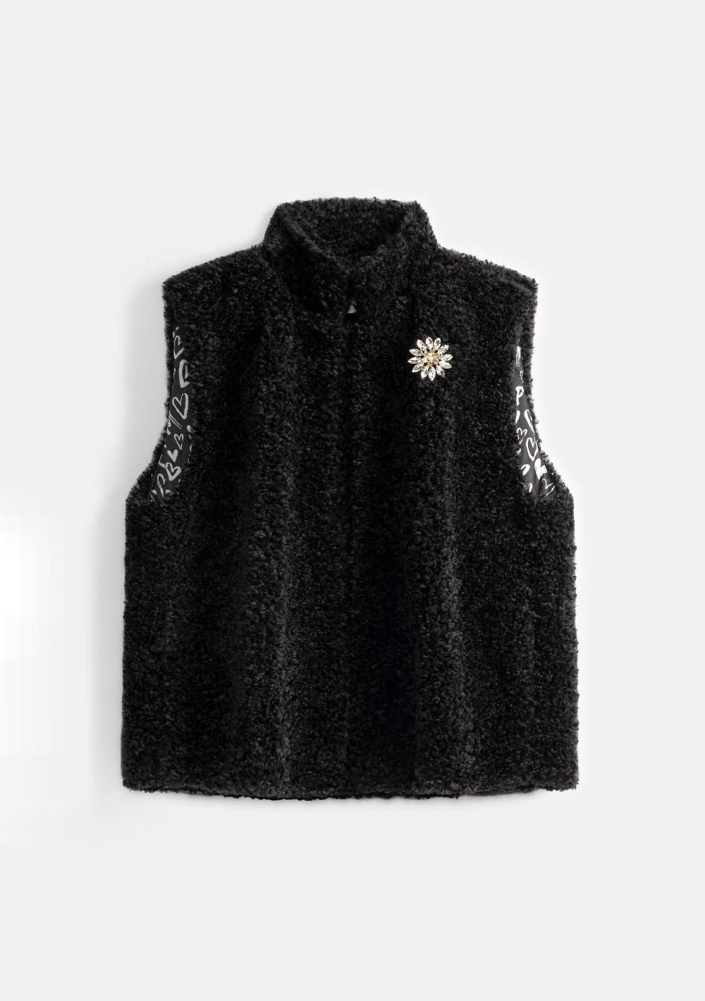 pom amsterdam GILET Teddy Love Black
