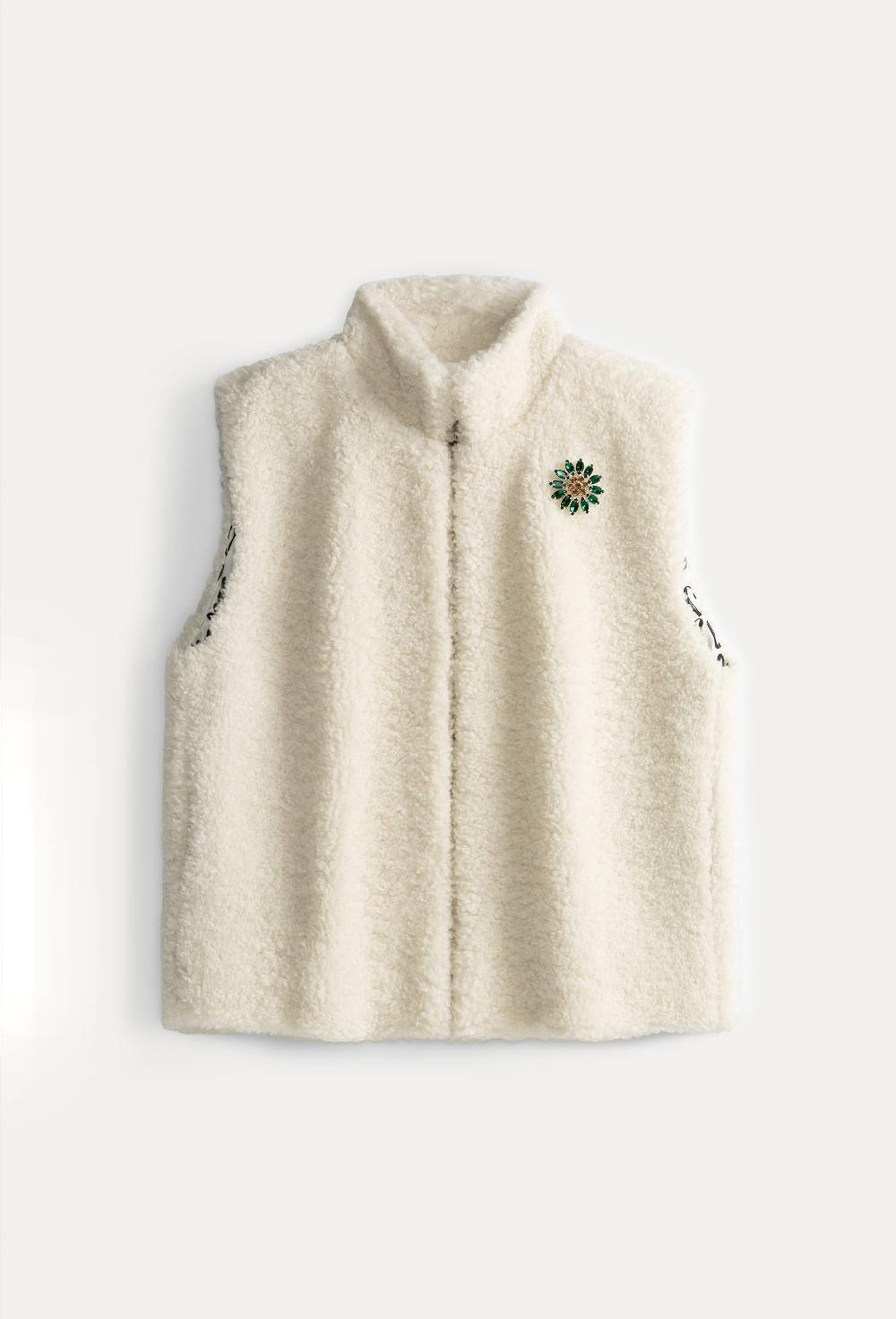 pom amsterdam GILET Teddy Love Ecru