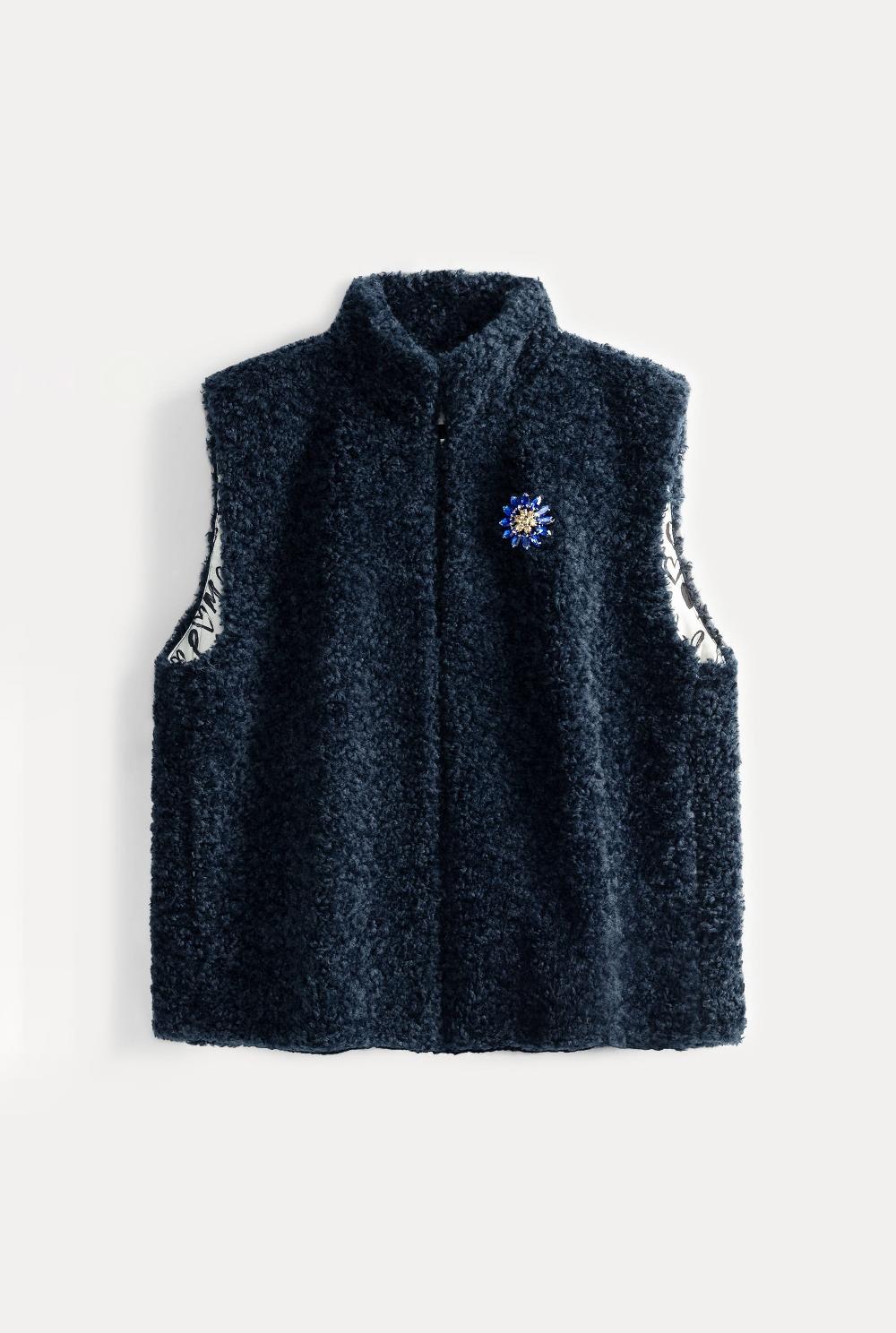pom amsterdam GILET Teddy Love Navy