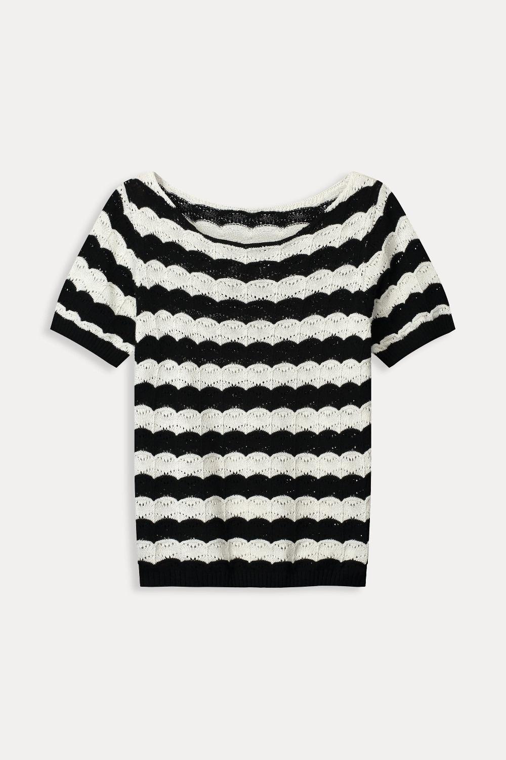 pom amsterdam TOP Crochet Black white