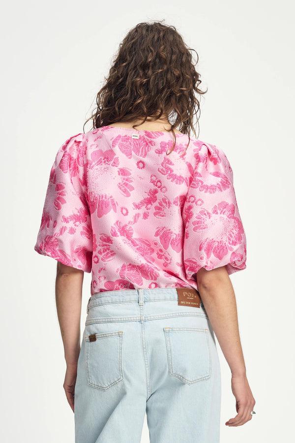 Pom Amsterdam TOP Floral Jacquard Raspberry